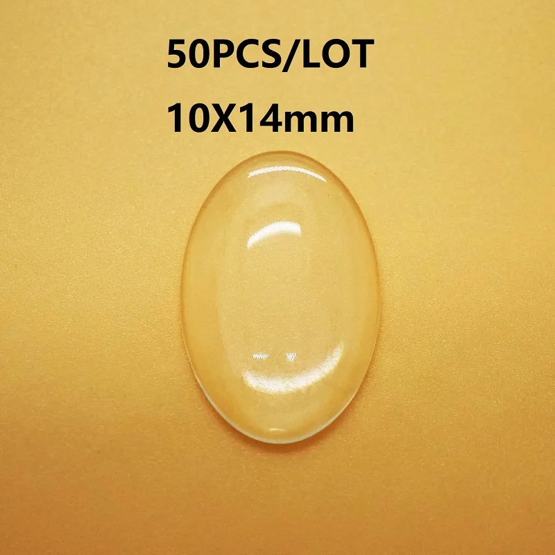 oval 50pcs 10x14mm Качественный комплект из двух предметов, 8/10/12/14/16/18/20/25 мм кабошоны круглые овальной формы сердца слезы прозрачный Стекло кабошон для DIY кулон для изготовления ювелирных изделий - Цвет: oval 50pcs 10x14mm