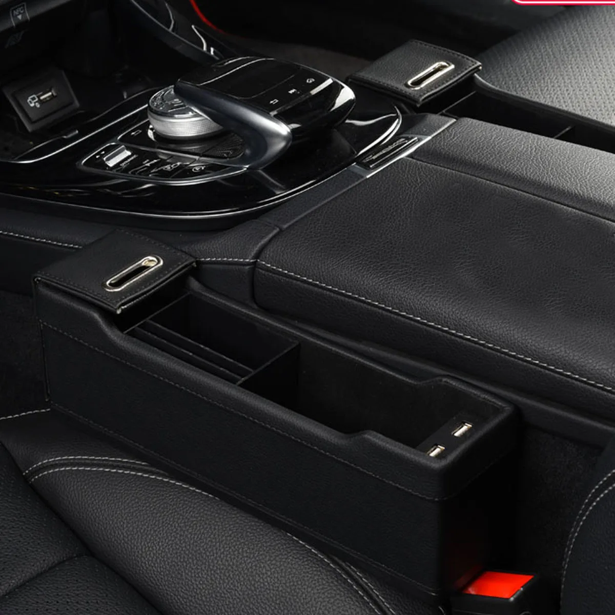 

4 Color Car Seat Organizer Gap Pocket PU Leather Crevice Storage Box With 2 USB Charger Auto Universal For Passenger Driver