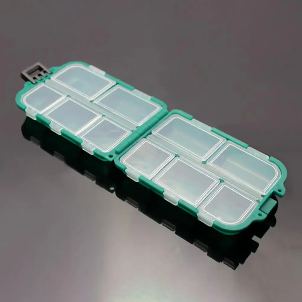 

10 Compartments Mini Fishing Bait Spoon Hook Box Rectangle Fishing Gadget Pill Box Case Tackle Accessory