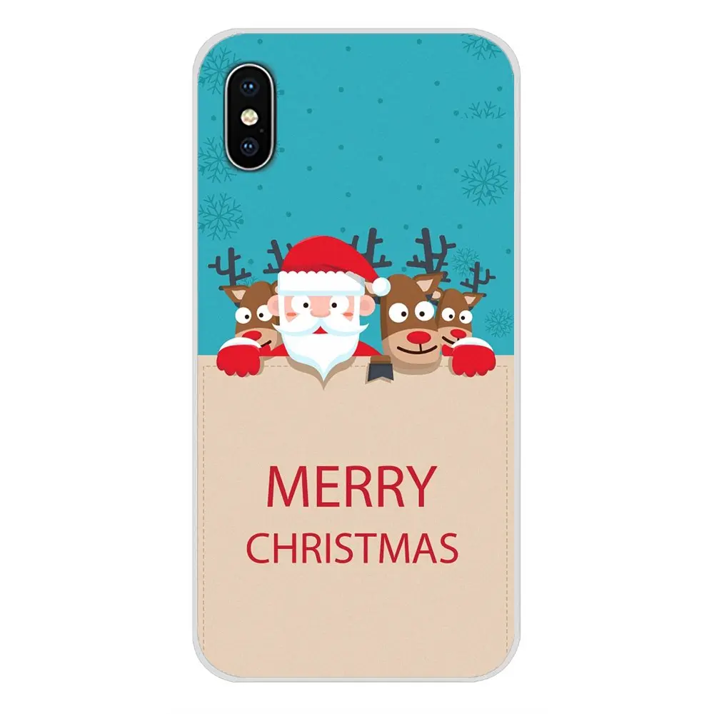 For Sony Xperia Z Z1 Z2 Z3 Z5 compact M2 M4 M5 E3 T3 XA Huawei Mate 7 8 Y3II Merry Christmas New Year elk snow Accessories Cover | Мобильные