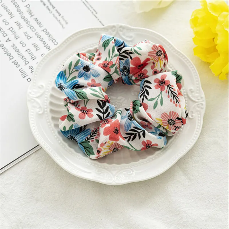 

Floral Scrunchies Hair Ties Rope Girls Ponytail Holders Vintage Rubber Band Elastic Hair Band Fashion Hair Accessories