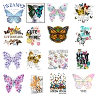 16 styles butterfly ironing patch for clothes t shirt diy heat transfer vinyl appliqued womens clothing transfert thermocollant