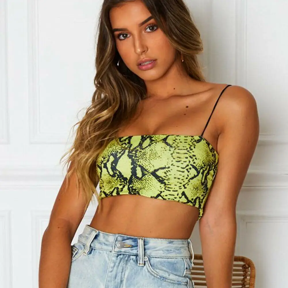 Hirigin женские сексуальные топы без рукавов бандо с принтом змеиной кожи майки