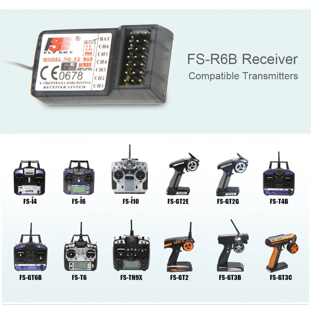 Оригинальный приемник FlySky FS-R6B 2 4 Ghz 6CH для TH9X FS-CT6B передатчик | Игрушки и хобби