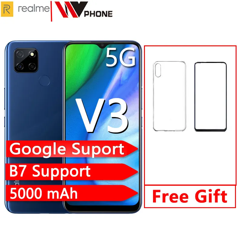 Realme V3 6 ГБ 64 Гб 5g мобильный телефон 5 '鬨x1600HD + 5000 мА/ч Батарея 13MP тройной Камера