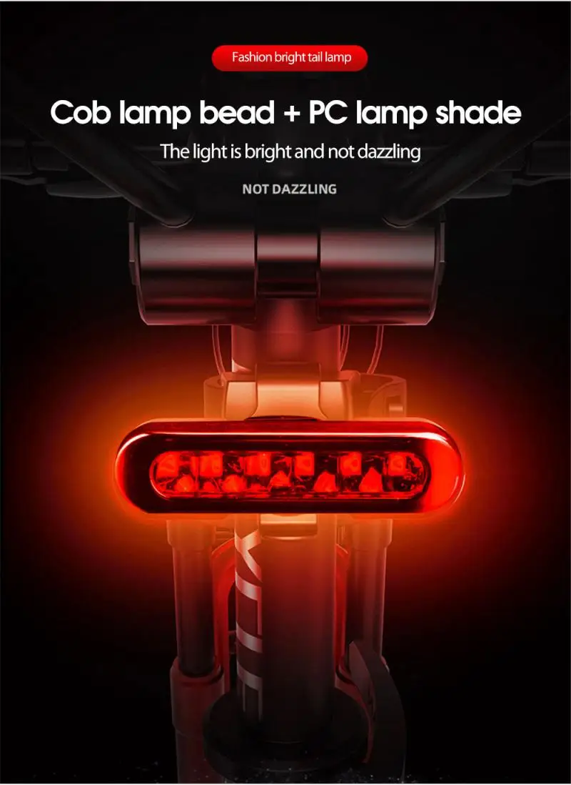 

Bicycle Light Mountain Bike 5LED High Bright Warning Light USB Rechargeable Bicycle accessories Night Riding Equipment