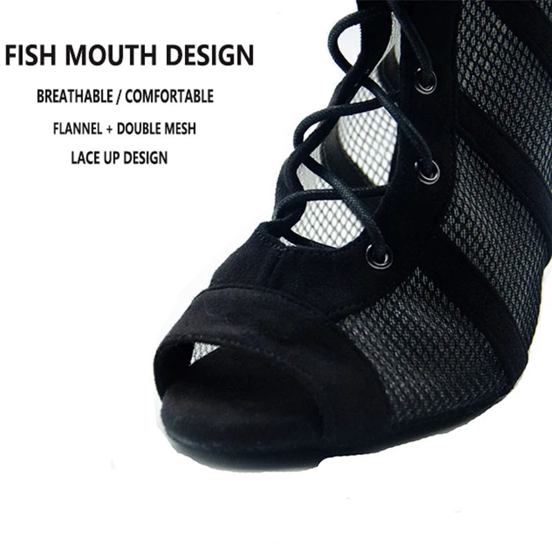 Женская танцевальная обувь в стиле хип-хоп Черная на шнуровке для бальных танцев