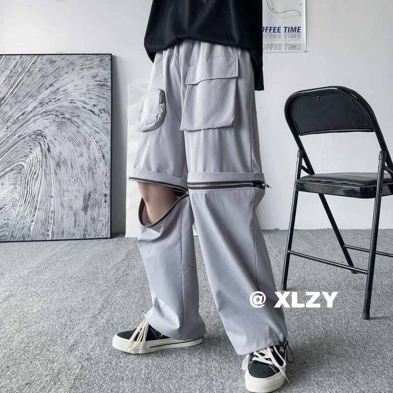 

Detachable Trousers Legs Pants Men's Fashion Casual Pants Men Streetwear Loose Hip-hop Pocket Cargo Pants Mens Wide-leg Pants