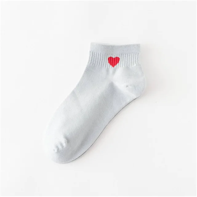 Silver Side Ankle Новые модные женские носки-трубы средней высоты на каблуке в стиле Харадзюку; милые женские повседневные носки с принтом в виде красного сердца; Meias; обувь для колледжа - Цвет: Silver Side Ankle