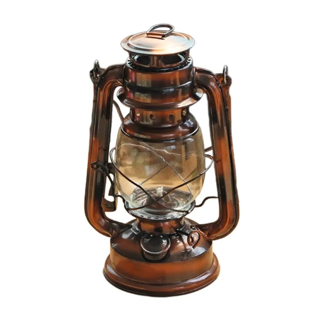 

Vintage Kerosene Lamp Cotton Linen Wick Wrought Iron Plexiglass Lampshade Handmade Retro Kerosene Lamp Portable Hanging Lamp