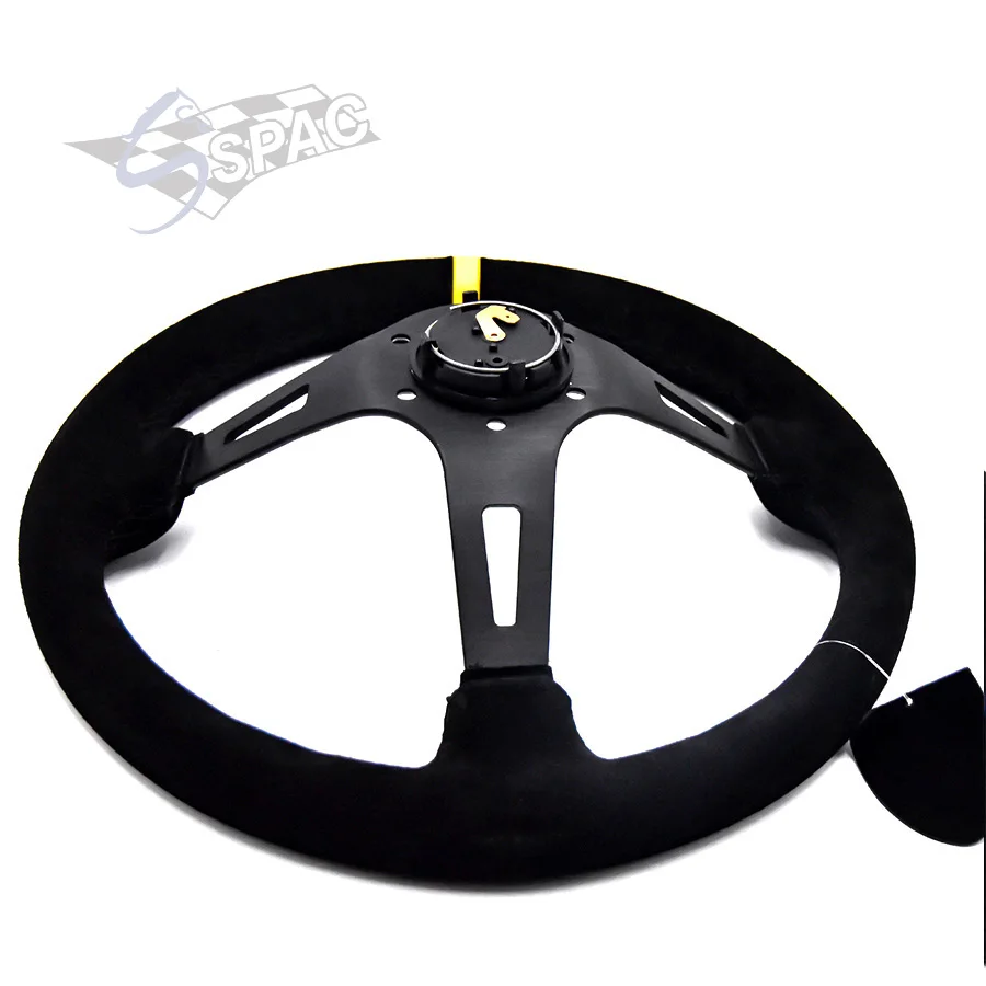 Спортивный руль для дрифтинга замшевый кожаный гоночного автомобиля с кнопкой