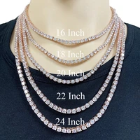 hiphop single row 4mm zircon tennis chain necklace men jewelry plated gold cuban man bling iced out tennis chain necklace gift