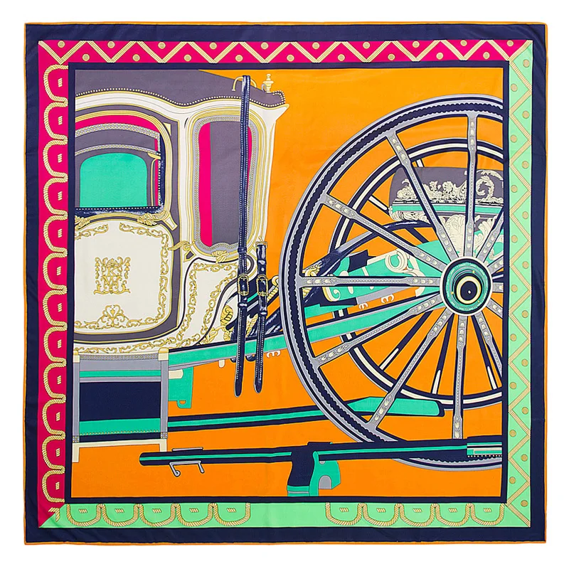 2021 Новый Элитный бренд шаль 100% саржа Шелковый шарф колеса хиджаб квадратный