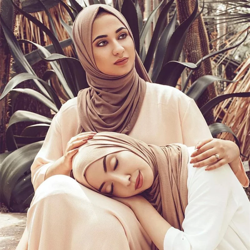 Мусульманский Хиджаб Джерси шарф Для женщин 2020 мягкий однотонный Платок Платки