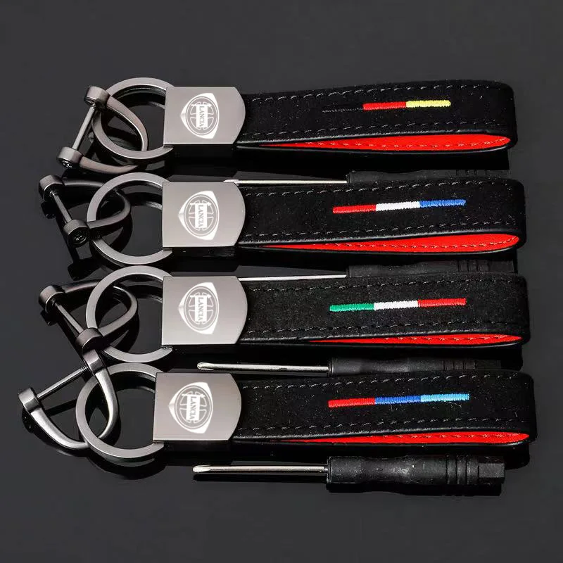 Car key chains three color embroidered leather ring For Lancia Delta Ypsilon Lybra Musa Kappa Voyager car general | Автомобили и