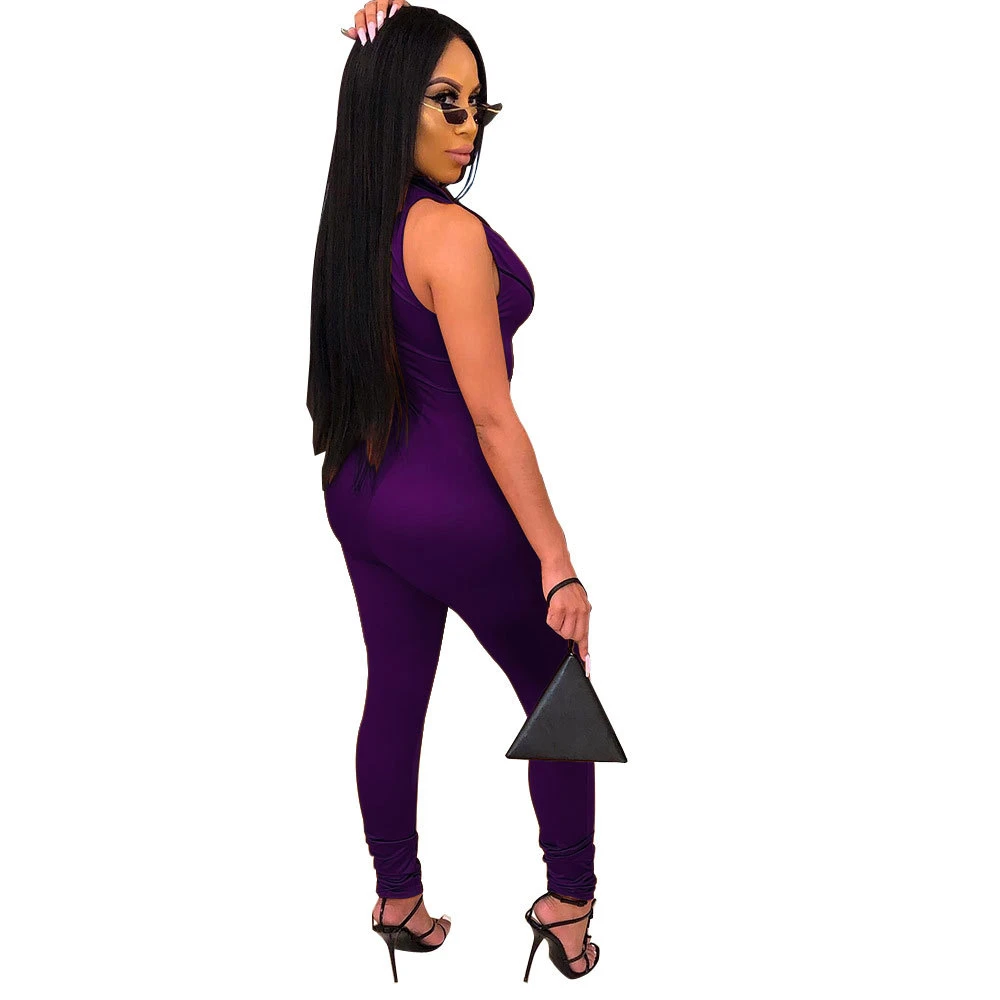 

New Bodycon Pants Long Jumpsuits Women Party Rompers Jumpsuits Sleeveless Overalls Solid Halter Playsuits