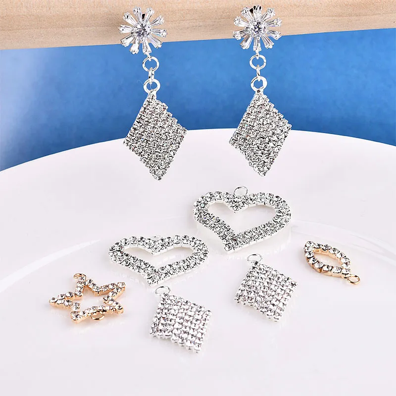 Корейский DIY Ювелирный материал полная Стразы бриллиант персик сердце серьга в