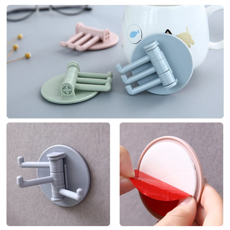 Настенный поворотный стойка для полотенец с 3 крючками кухни ванной комнаты без