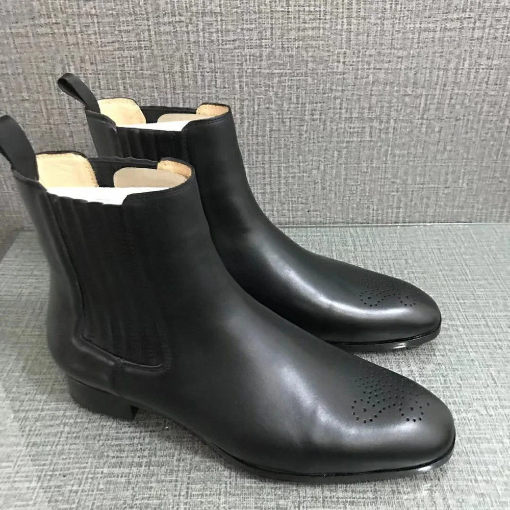 

Ботинки мартинсы на высоком каблуке, британская красная подошва, черные, натуральная кожа, обувь для мужчин, повседневная обувь, лоферы на п...