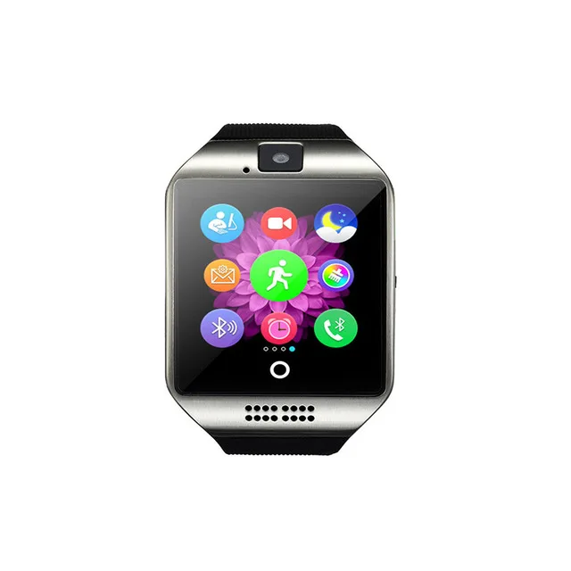Серебристый Умные часы Q18, Bluetooth, умные часы, Facebook, Whatsapp, Twitter, синхронизация, поддержка sim-карты, фитнес-трекер, наручные часы для IOS, Android - Цвет: Серебристый