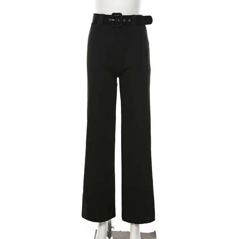 

2021 Summer Women's Pants Casual Midi Waist Bag Hip Slim Fashion Straight Wide Leg Trousers Loose Office Lady Holiday Streetwear