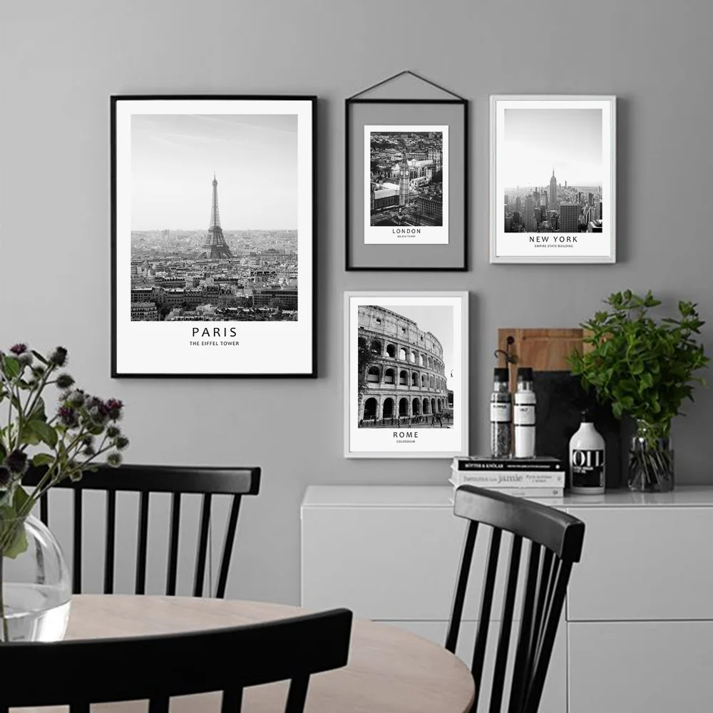 

Paris Tower London Big Ben Rome Colosseum New York Posters And Prints Nordic Canvas Painting Wall Pictures for Living Room Decor