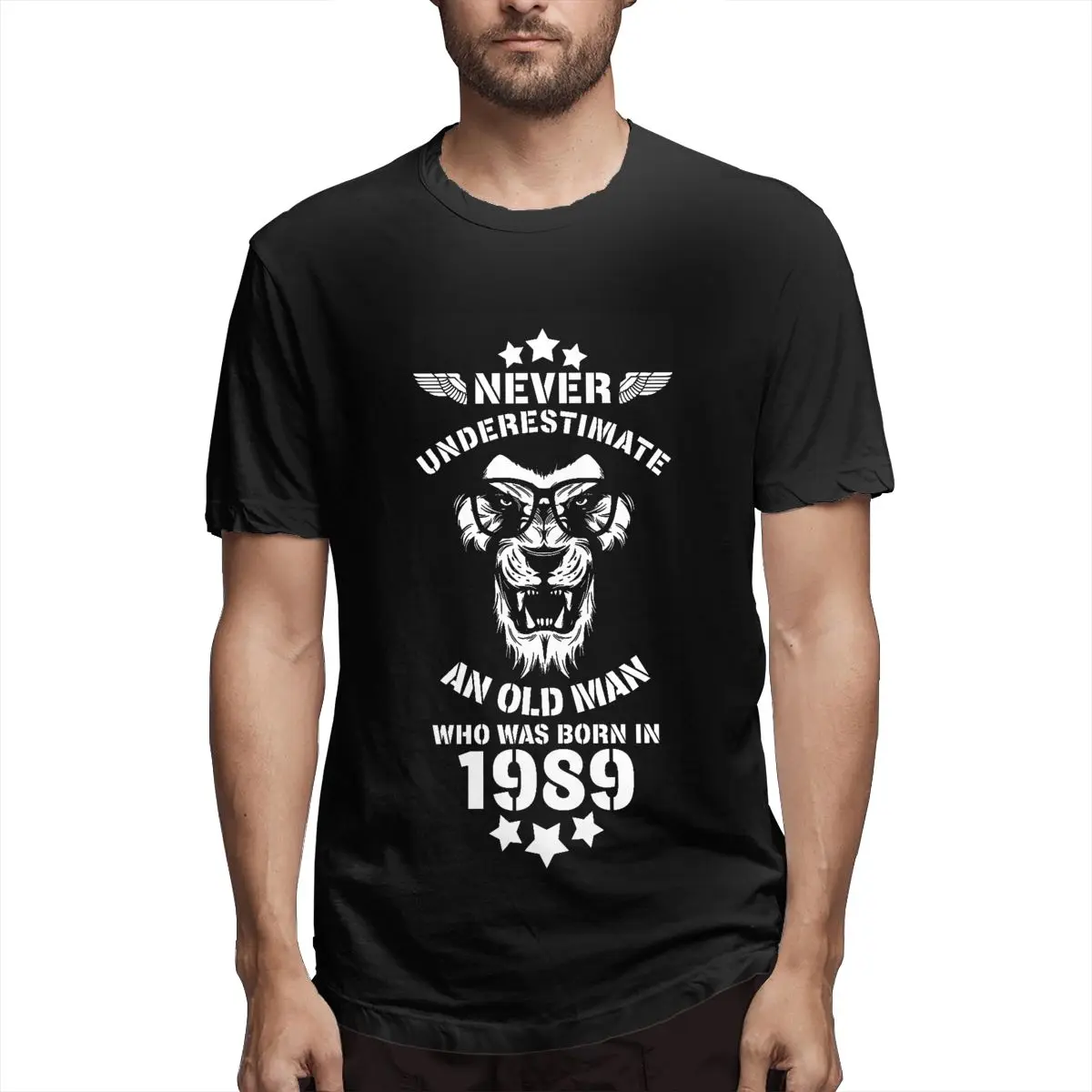 

Never Underestimate An Old Man Who Was Born In 1989. Birthday T Shirt Men's T Shirts Hipster Tees Birthday Present Clothing