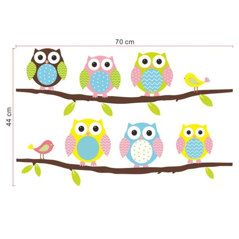 

Cartoon Kids Room Bedroom Wallpaper Painted Decorative Sticker Cute Owl Animal Wall Stickers Parlor