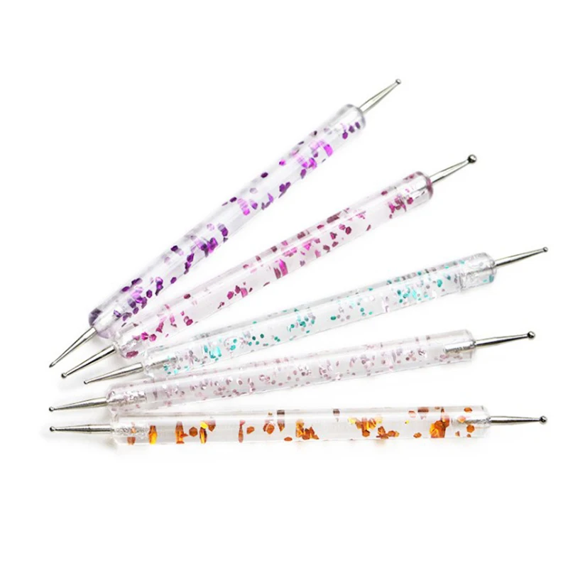 

5Pcs/lot 2 Ways Nail Painting Pen Marbleizing Nail Art Pen For Charm Manicure DIY Decoration Supply Dotting Tool