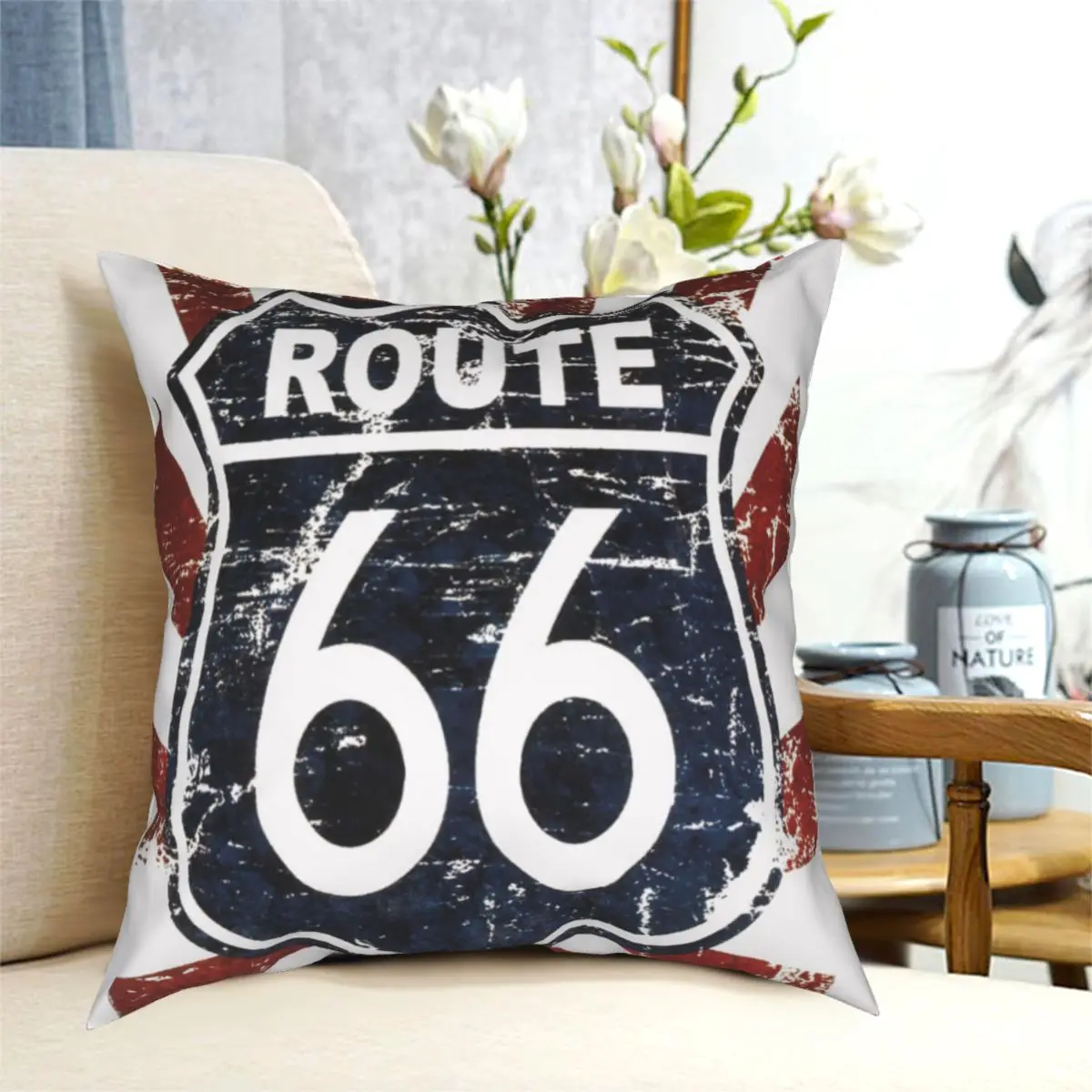 

Дорожная подушка Route 66 Starburst, чехол с рисунком, декоративная подушка, чехол, квадратное сиденье 45x45 см