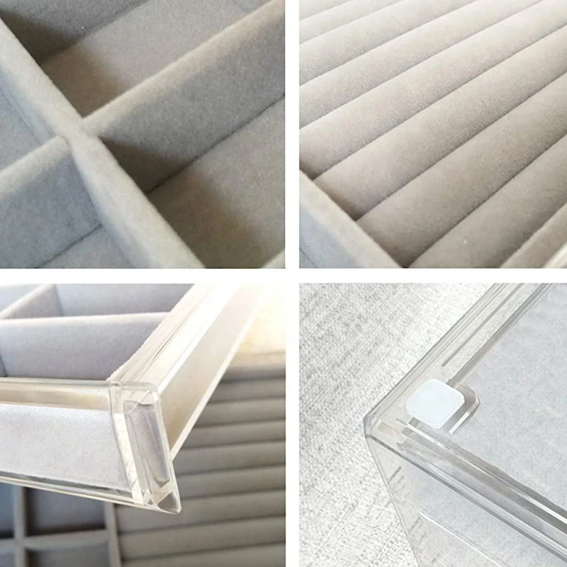 

Women'S Jewelry Box with 3 Drawers, Transparent Jewelry Storage Box with Flannel Bottom