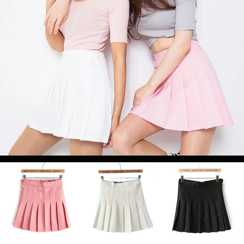 Плиссированная юбка Женская трапециевидная короткая мягкая 3 цвета Студенческая