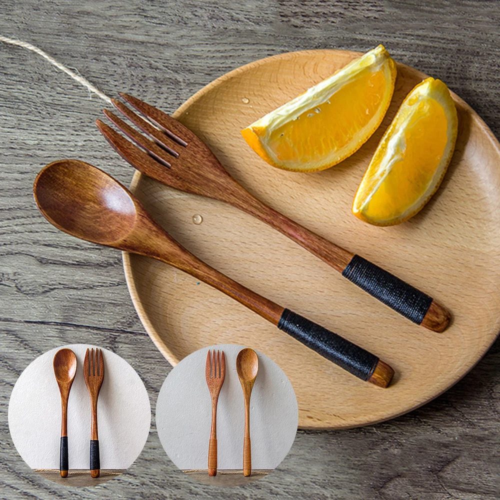 Деревянная посуда для путешествий кемпинга пикника столовая вилка в японском