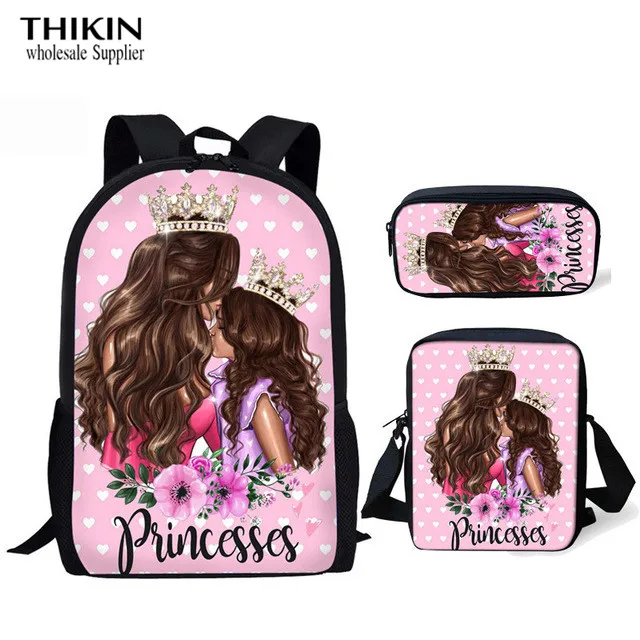 THIKIN/Повседневные школьные сумки для девочек из 3 предметов с принтом супер мама