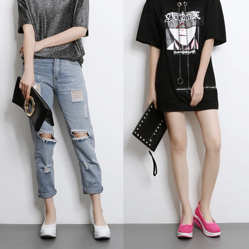 Женские туфли на платформе EOFK Летние удобные плоской подошве без застежки|Обувь