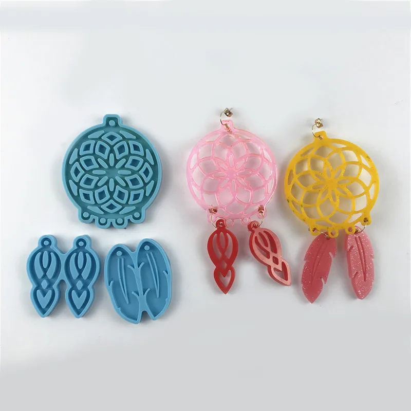 

Casting Dream Catcher Feather Shaped Silicone Mould Kit With Art Crafts Making Tools Crystal Epoxy Resin Mold Glossy Resin