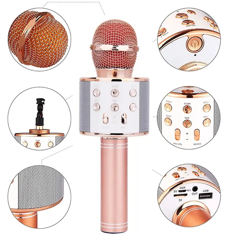 Профессиональный беспроводной Bluetooth-микрофон WS858 ручной микрофон для караоке