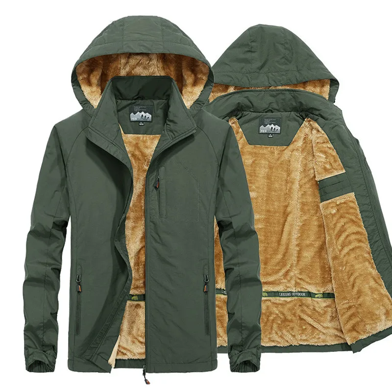 

Fur Hooded Winter Jacket Men Fashion Hiking Warm Wool Liner Man Jacket and Coat Windproof Male Skiing Outdoor Sports Parkas 6XL