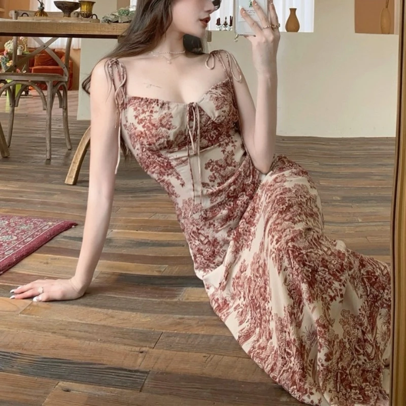 

ZOGAA French Retro Elegant Strap Dress Womem Vintage Sweet Temperament Sexy party midi Dress Casual Long Summer Dress 2021 New