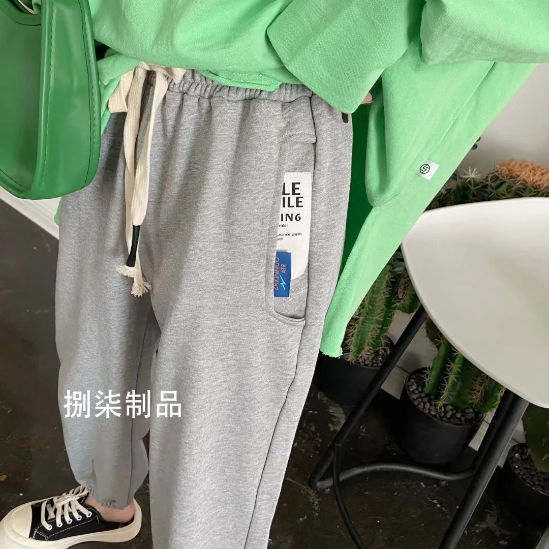 

2021 Spring Fall New Korean Casual Fashion Hoodie Pants Slimming Letters Labeling Sportswear High Waist Fashion Sweatpants