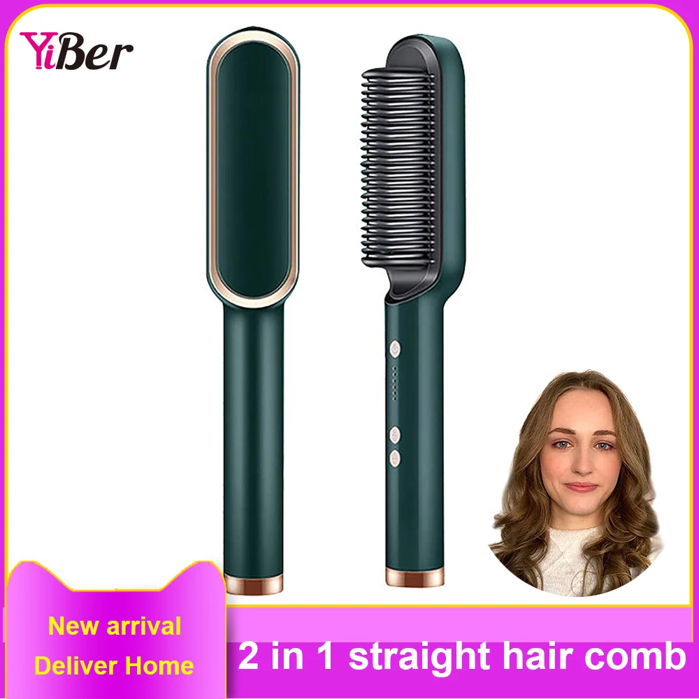 

Lazy Electric Hair Straightening Comb 2 In 1 Fluffy Negative Ion Hair Care One Step Curler Straightener Women Styling Tools