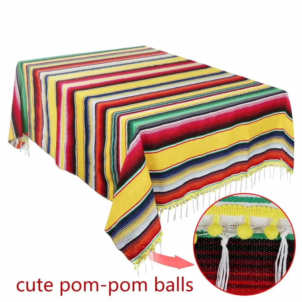 OurWarm Новый мексиканский вечерние Serape хлопковая скатерть 210x150 см для вечеринки в