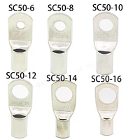 10 pcs sc 50 6 50 8 50 10 50 12 50 14 copper cable lug kit bolt hole tinned cable lugs battery terminals copper nose connector
