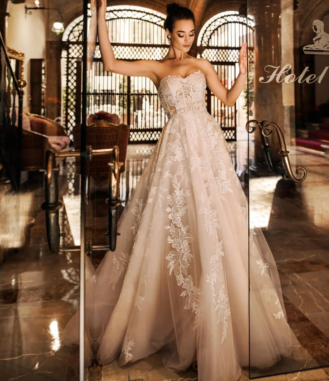 

suknia slubna New Design Long Wedding Dress Boho 2020 Sweetheart Court Train Applique Tulle Bridal Gowns Vestidos Robe de mariee