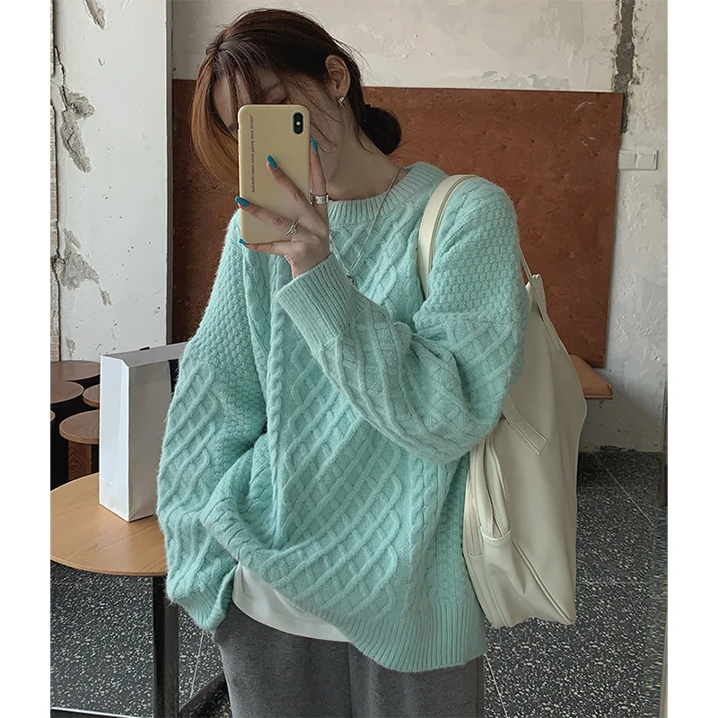 

Осень 2021, зимний свитер, женские топы, вязаный пуловер, женская мягкая теплая толстая верхняя одежда