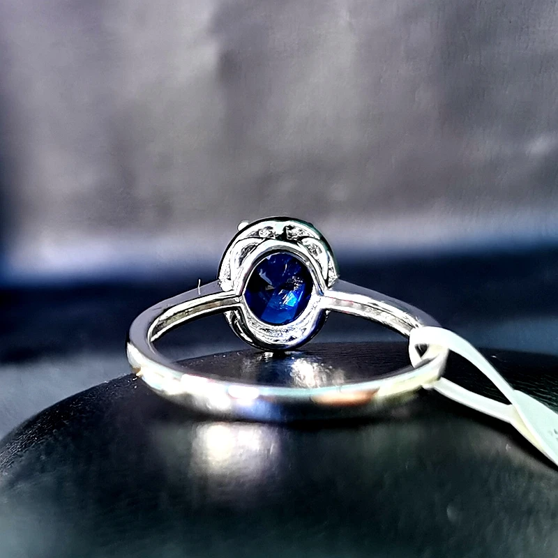 

White Gold Color Copper Blue Oval Cubic Zirconia Rings for Women Classic Wedding Engagement Ring High Quality Jewelry Wholesale