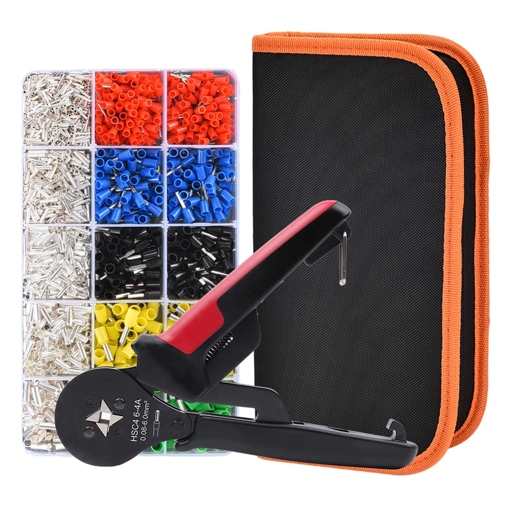 Crimping Plier Kit,AWG28-10 Mini Wire Crimper Tool Set with 1640PCS Wire Terminals Crimping Connectors Wire End Ferrules