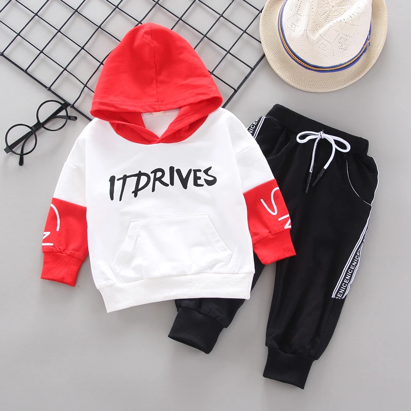 2 шт./компл. детский хлопковый спортивный костюм с капюшоном на весну|Комплекты