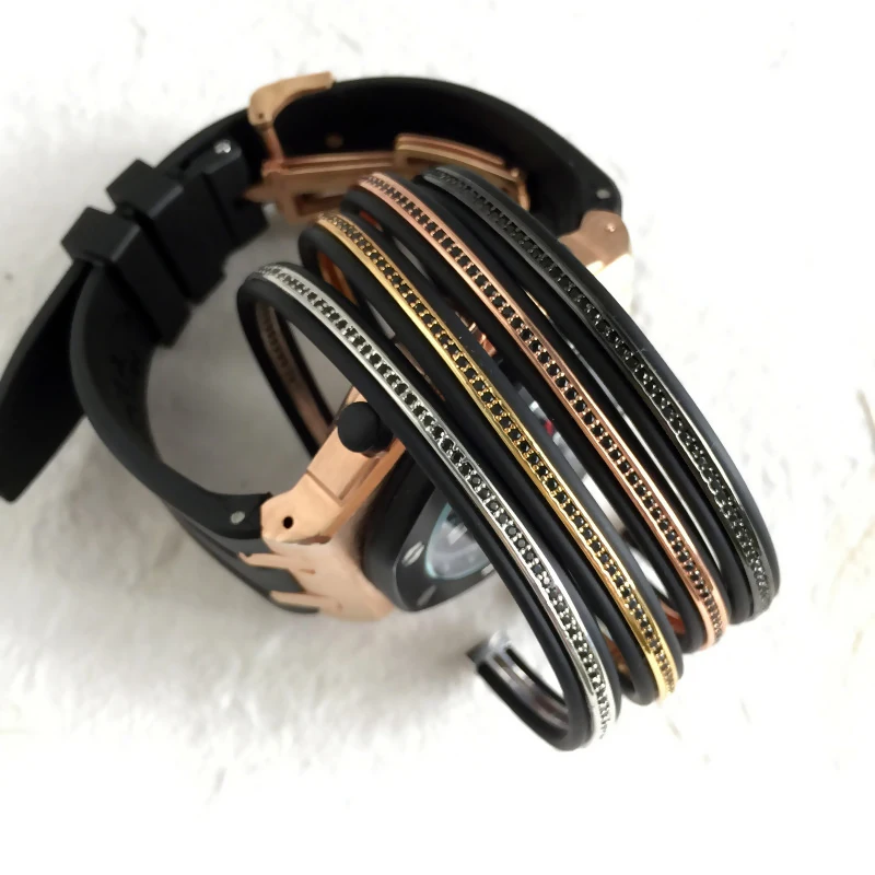 Браслет манжета браслет из нержавеющей стали браслеты инкрустированный Циркон с