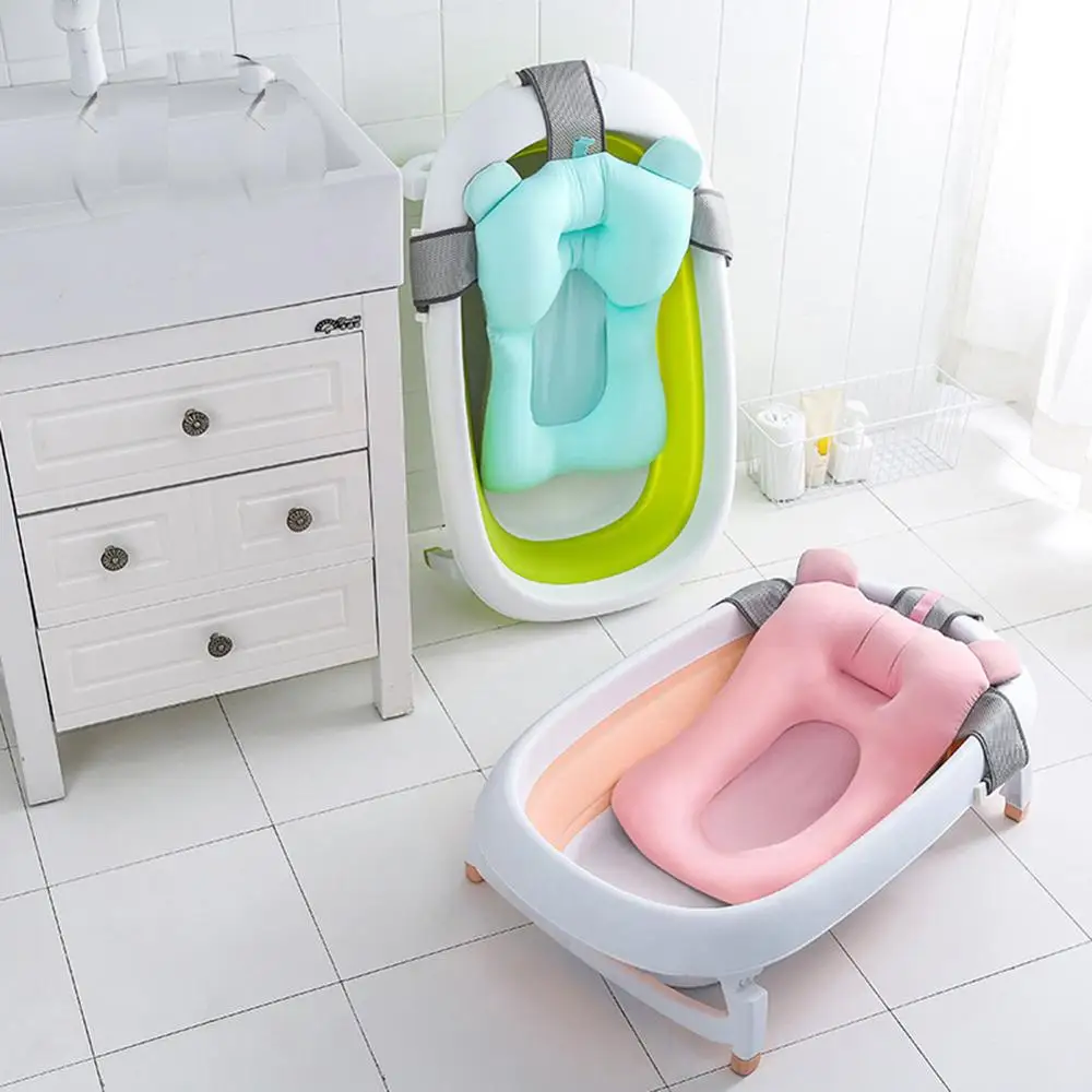 Baby Shower Bath Tub Pad Non-Slip Bathtub Seat Support Mat Newborn Safety Security Cushion Foldable Soft Pillow | Мать и ребенок